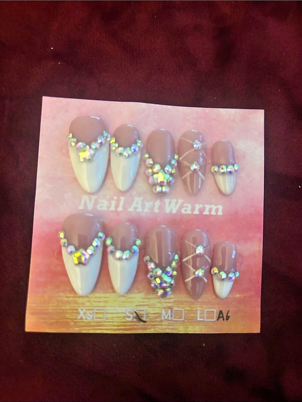 Nail Art Warm Press-On Nails Pink & White NWT